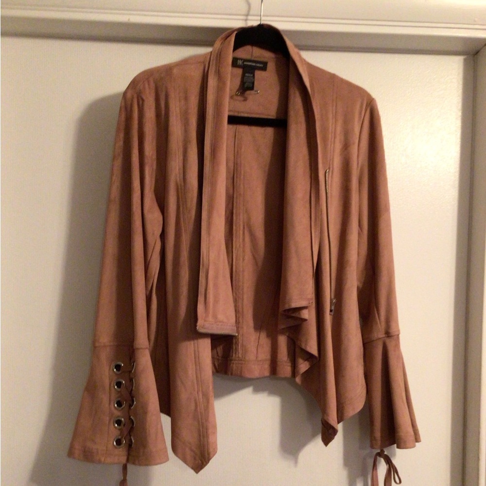 Faux suede moto jacket